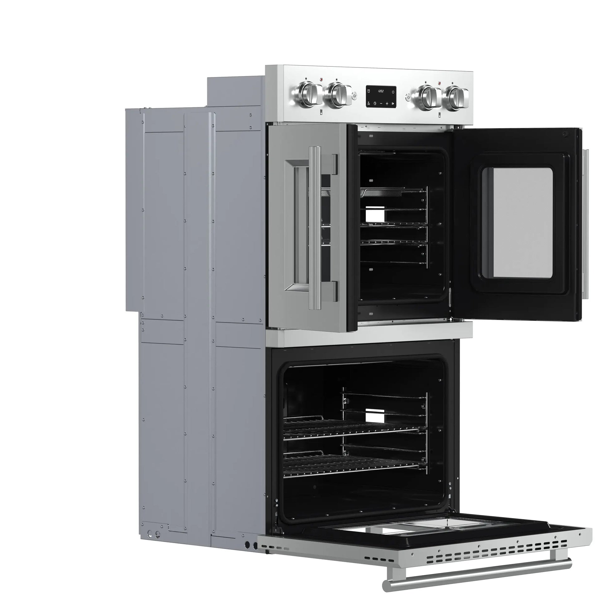 Forno Asti 30-Inch Double Electric Wall Oven with Upper French Doors in Stainless Steel, 7.36 cu. ft. FORNO