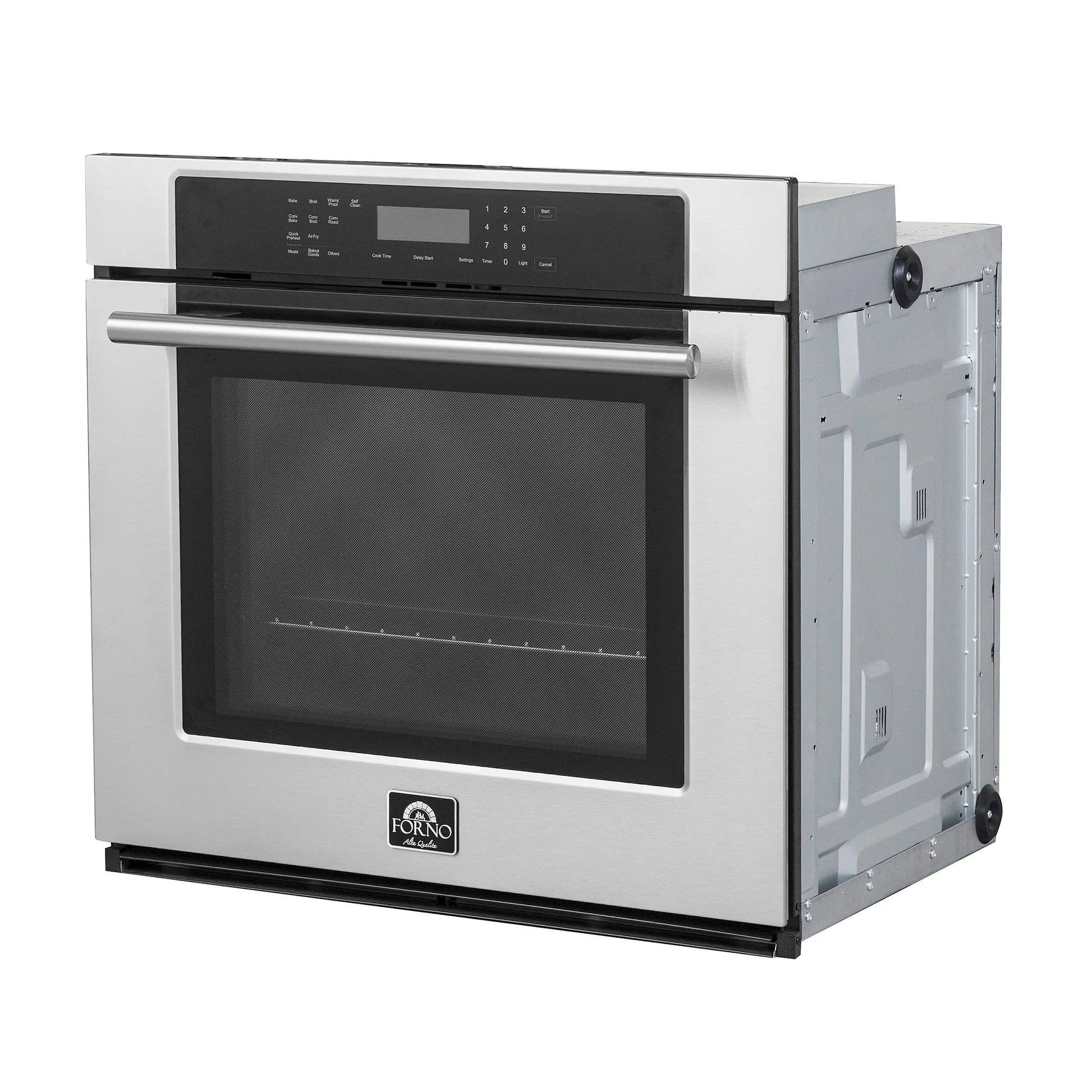 Forno Villarosa 30-Inch Electric Wall Oven, Stainless Steel, 5.0 cu.ft Capacity, Air Fry, Steam Cleaning, Glass Touch Controls FORNO