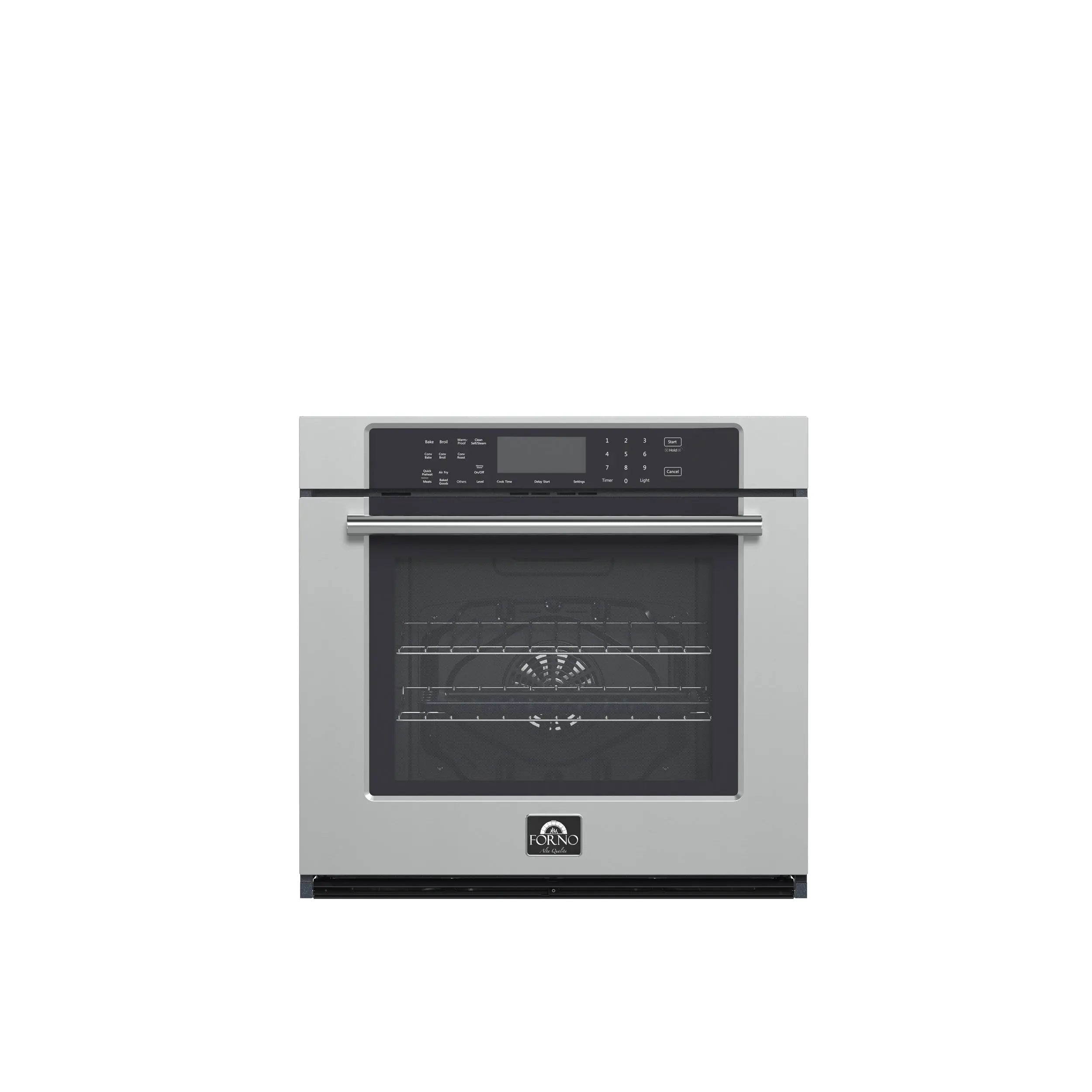 Forno Villarosa 30-Inch Electric Wall Oven, Stainless Steel, 5.0 cu.ft Capacity, Air Fry, Steam Cleaning, Glass Touch Controls FORNO