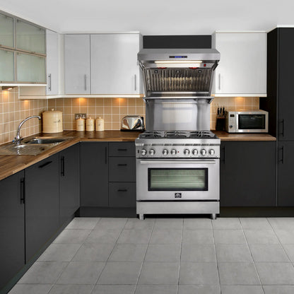 Forno Savona 36-Inch Wall Mount Range Hood, Baffle Filters, Backsplash Included FORNO