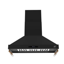 Forno Venezia 48 Inch Wall-Mounted Range Hood in Black with Antique Brass Accessories, Touch Controls and Baffle Filters FORNO