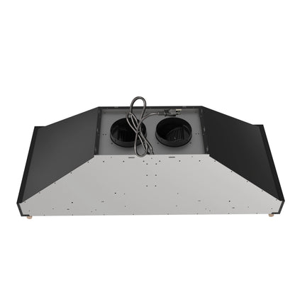 Forno Venezia 48 Inch Wall-Mounted Range Hood in Black with Antique Brass Accessories, Touch Controls and Baffle Filters FORNO