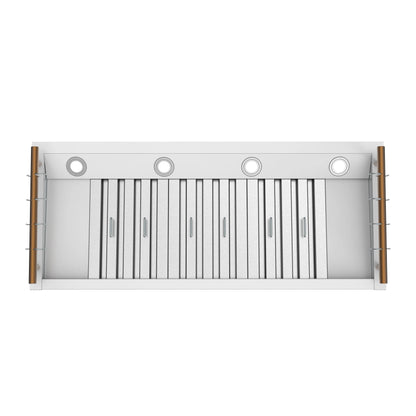 Forno Venezia 48 Inch Wall-Mounted Range Hood in White with Antique Brass Accessories, Touch Controls and Baffle Filters FORNO