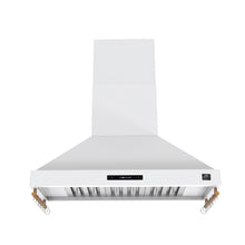 Forno Venezia 48 Inch Wall-Mounted Range Hood in White with Antique Brass Accessories, Touch Controls and Baffle Filters FORNO