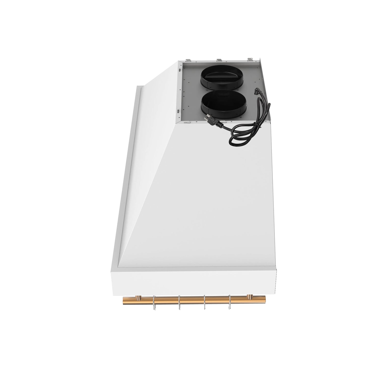Forno Venezia 48 Inch Wall-Mounted Range Hood in White with Antique Brass Accessories, Touch Controls and Baffle Filters FORNO