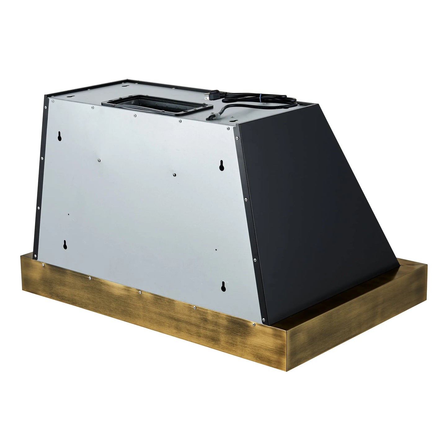 Forno Vittorio 36-Inch Wall Mount Range Hood, Black with Antique Brass Trim, 424 CFM Airflow, Dishwasher-Safe Baffle Filters, Remote Control, 3-Speed Fan, Bright LED Lighting. FORNO
