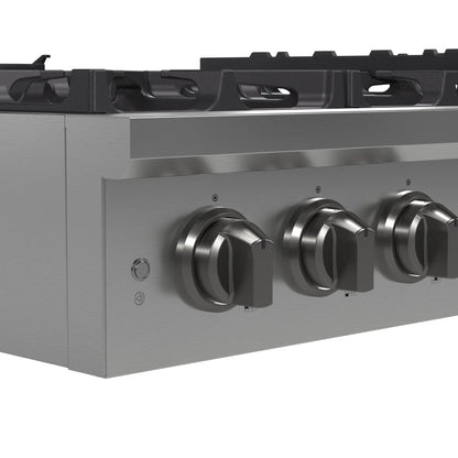Forno Spezia Alta Qualita 36-Inch Pro-Style Gas Rangetop, Stainless Steel, 6 Sealed Burners, Continuous Cast Iron Grates, High Heat Output FORNO