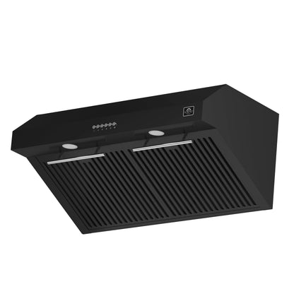 Forno Bari Espresso 30-Inch Under Cabinet Range Hood, Black, 600 CFM, LED Lighting, Dishwasher-Safe Baffle Filters, 3-Speed Fan Control FORNO