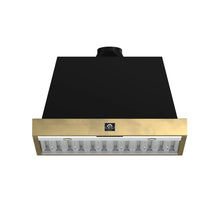Forno Vittorio 36-Inch Wall Mount Range Hood, Black with Antique Brass Trim, 424 CFM Airflow, Dishwasher-Safe Baffle Filters, Remote Control, 3-Speed Fan, Bright LED Lighting. FORNO