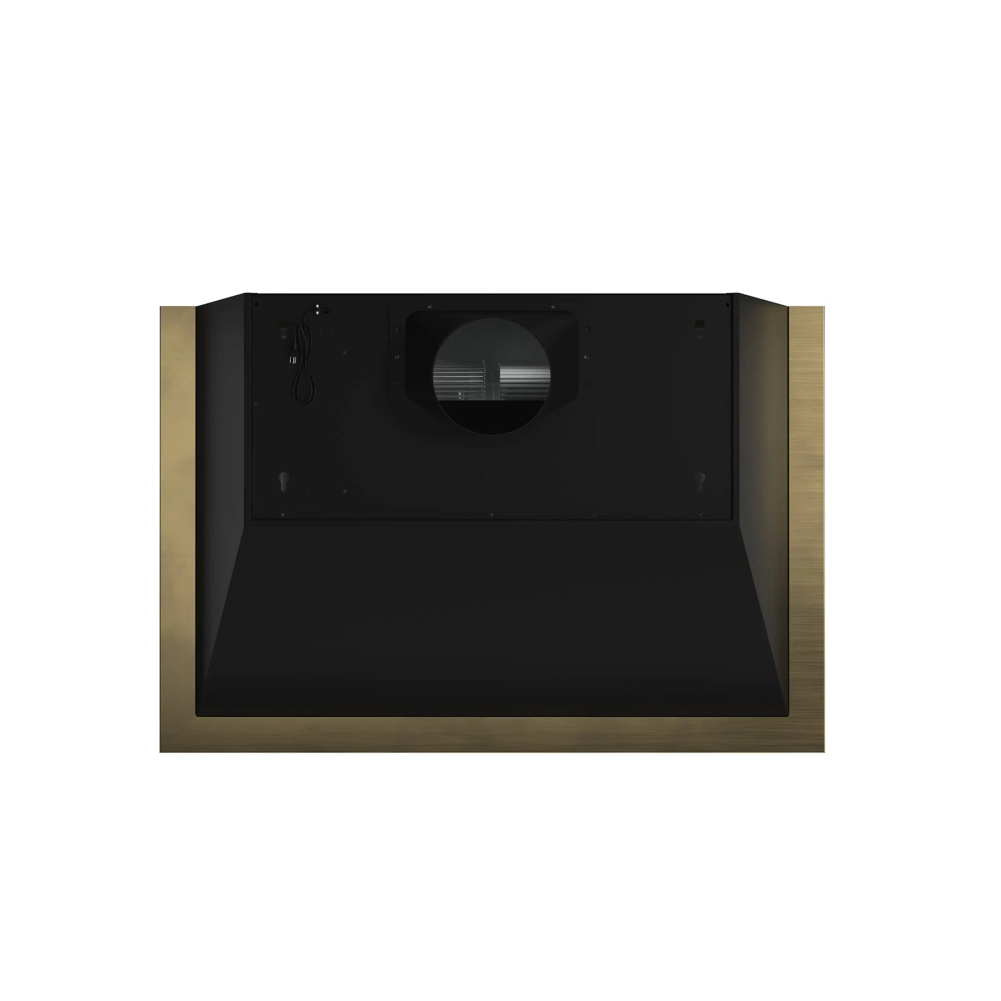 Forno Vittorio 36-Inch Wall Mount Range Hood, Black with Antique Brass Trim, 424 CFM Airflow, Dishwasher-Safe Baffle Filters, Remote Control, 3-Speed Fan, Bright LED Lighting. FORNO