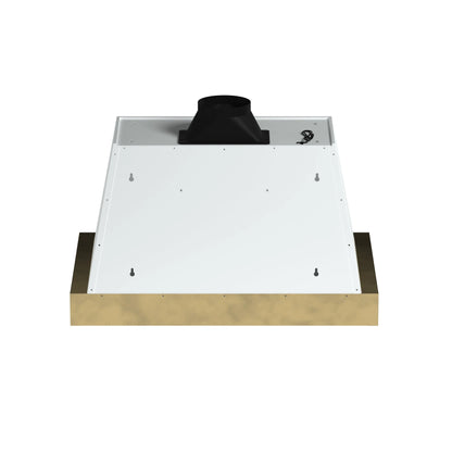 Forno Vittorio 36-Inch Wall Mount Range Hood, White with Antique Brass Trim, 424 CFM Airflow, Dishwasher-Safe Baffle Filters, Remote Control, 3-Speed Fan, Bright LED Lighting. FORNO