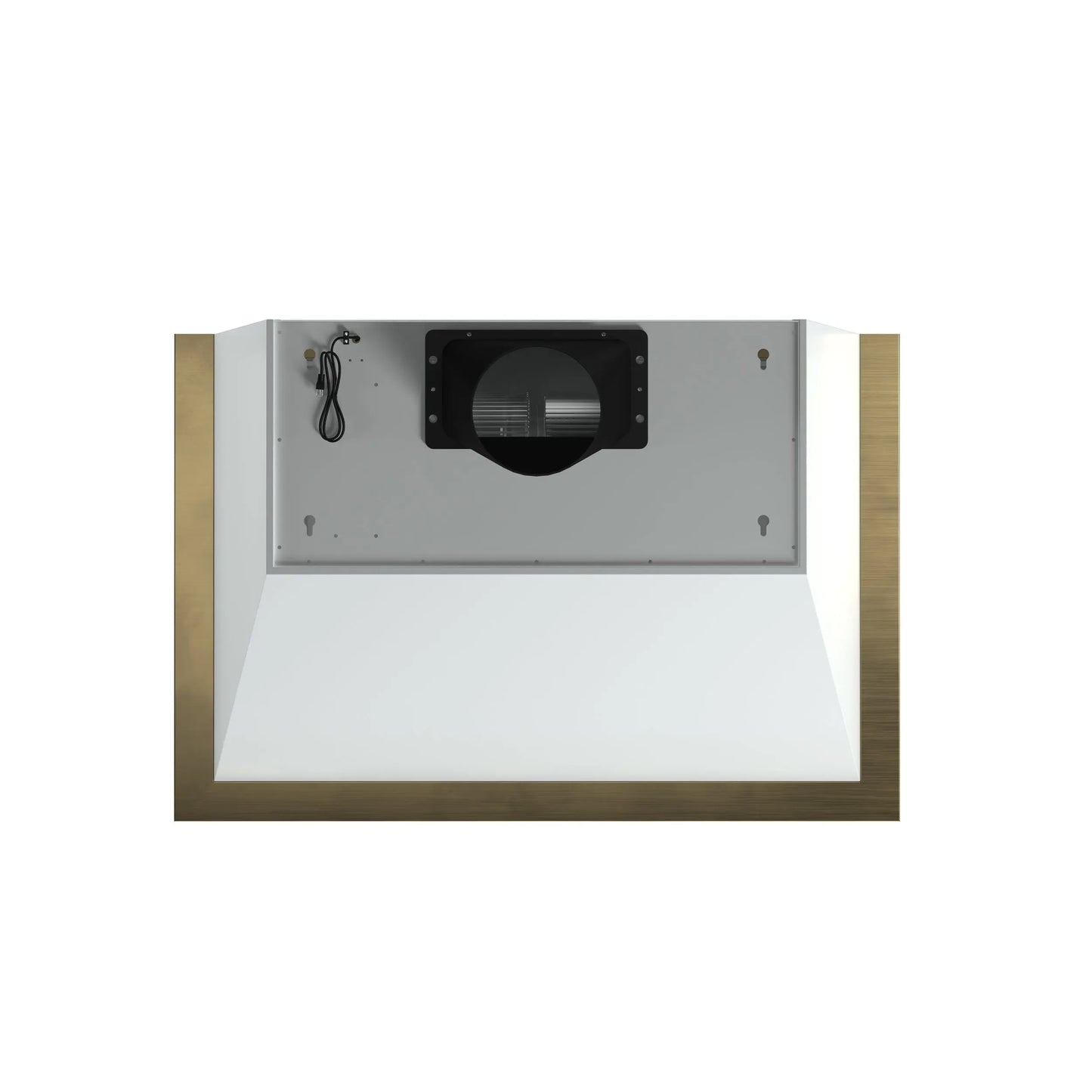 Forno Vittorio 36-Inch Wall Mount Range Hood, White with Antique Brass Trim, 424 CFM Airflow, Dishwasher-Safe Baffle Filters, Remote Control, 3-Speed Fan, Bright LED Lighting. FORNO