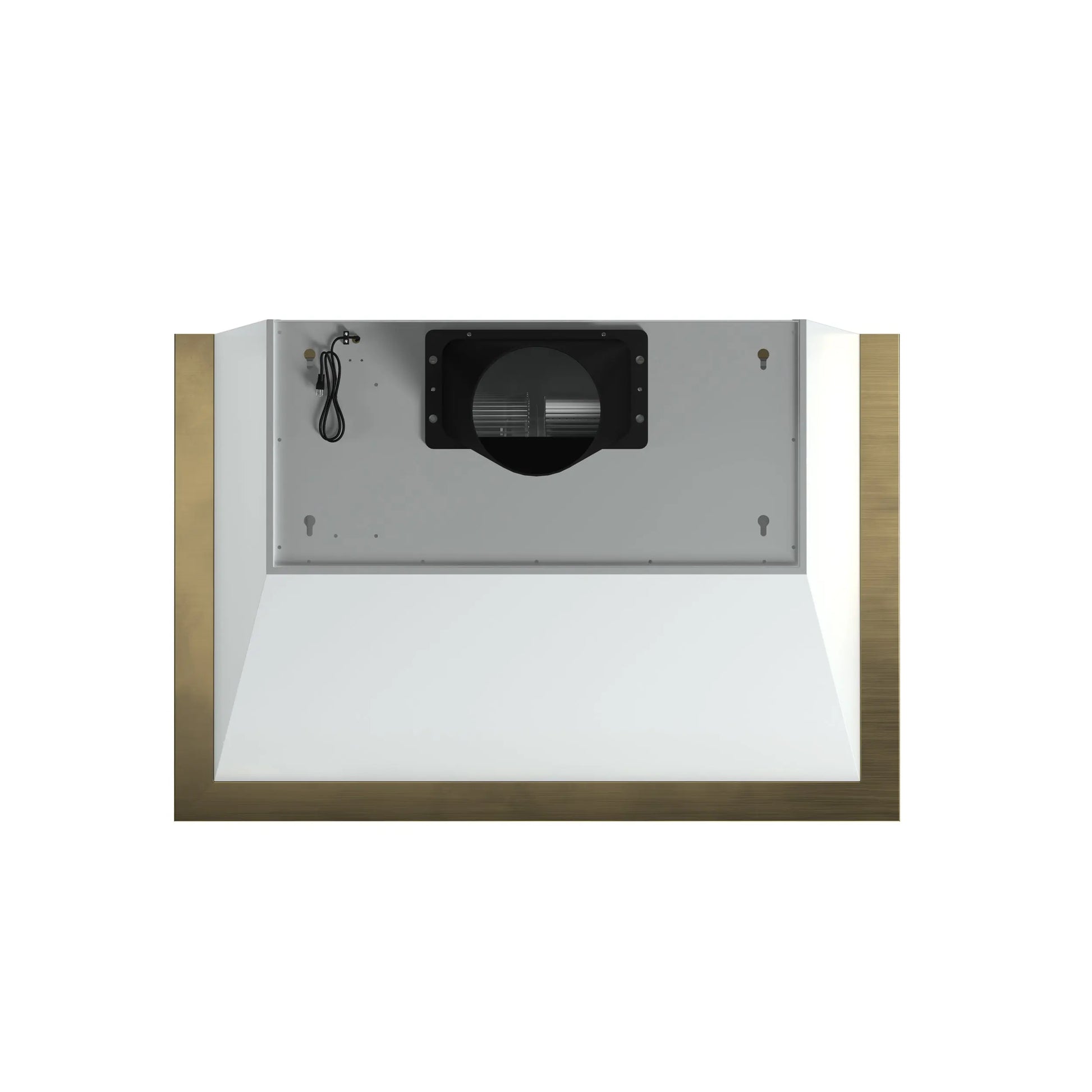 Forno Vittorio 36-Inch Wall Mount Range Hood, White with Antique Brass Trim, 424 CFM Airflow, Dishwasher-Safe Baffle Filters, Remote Control, 3-Speed Fan, Bright LED Lighting. FORNO