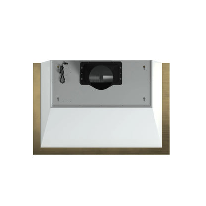 Forno Vittorio 36-Inch Wall Mount Range Hood, White with Antique Brass Trim, 424 CFM Airflow, Dishwasher-Safe Baffle Filters, Remote Control, 3-Speed Fan, Bright LED Lighting. FORNO