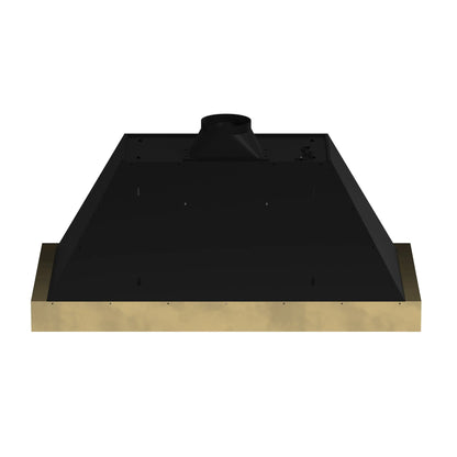 Forno Vittorio 48-Inch Wall Mount Range Hood, Black with Antique Brass Trim, 424 CFM Airflow, Dishwasher-Safe Baffle Filters, Remote Control, 3-Speed Fan, Bright LED Lighting. FORNO