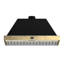 Forno Vittorio 48-Inch Wall Mount Range Hood, Black with Antique Brass Trim, 424 CFM Airflow, Dishwasher-Safe Baffle Filters, Remote Control, 3-Speed Fan, Bright LED Lighting. FORNO