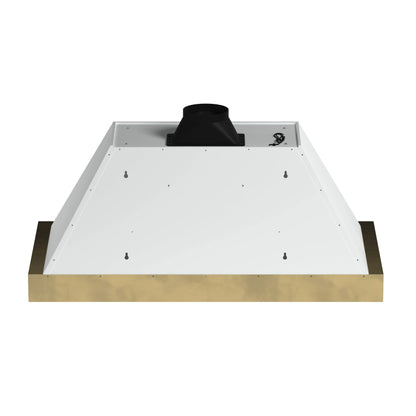 Forno Vittorio 48-Inch Wall Mount Range Hood, White with Antique Brass Trim, 424 CFM Airflow, Dishwasher-Safe Baffle Filters, Remote Control, 3-Speed Fan, Bright LED Lighting FORNO
