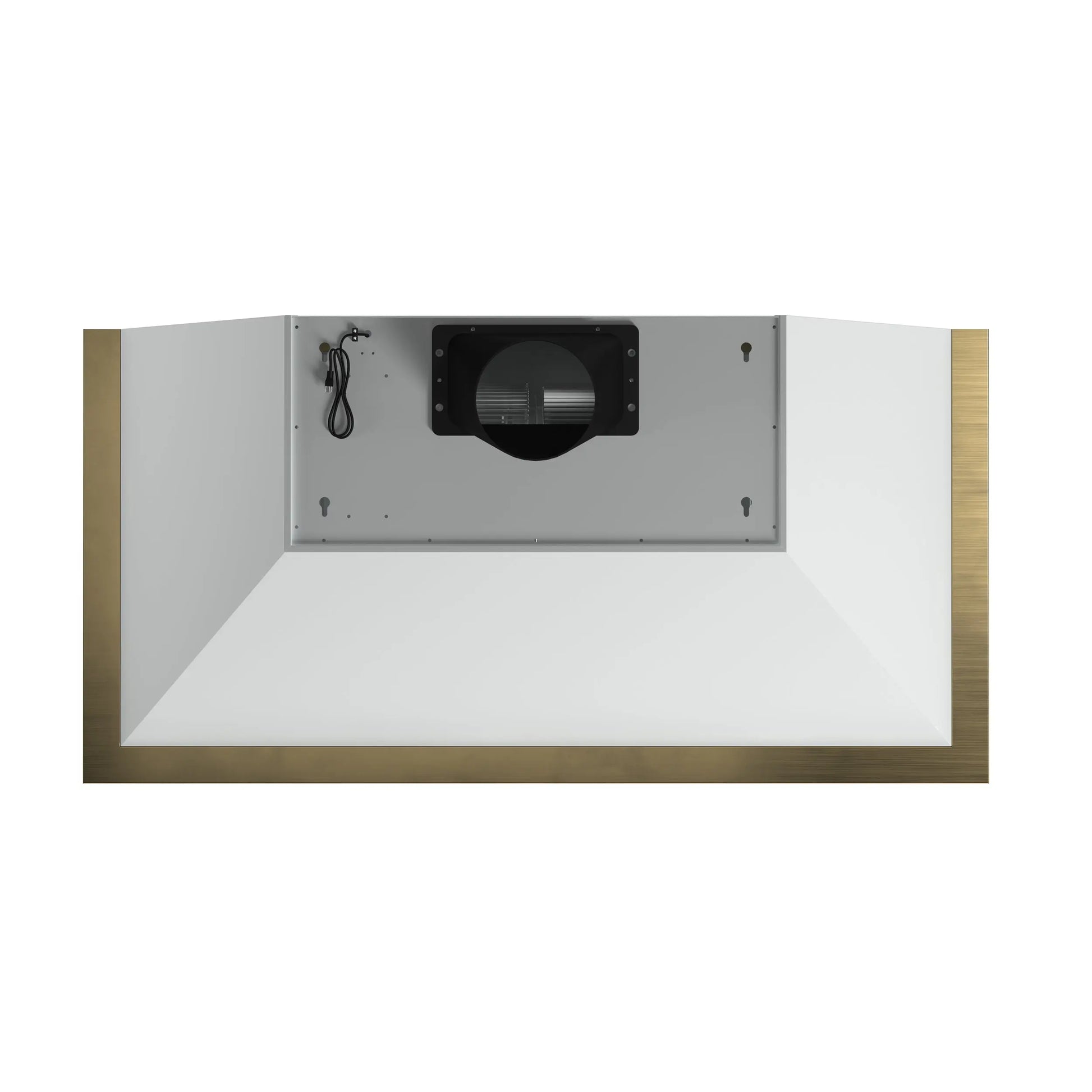 Forno Vittorio 48-Inch Wall Mount Range Hood, White with Antique Brass Trim, 424 CFM Airflow, Dishwasher-Safe Baffle Filters, Remote Control, 3-Speed Fan, Bright LED Lighting FORNO