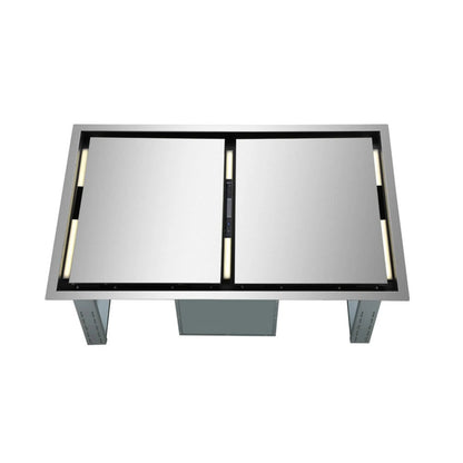 FORNO Arezzo 44-Inch Recessed Ceiling Range Hood, Dual Motors, 1200 CFM, Hybrid Filters, Remote Control FORNO