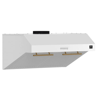Forno Bari Espresso 30-Inch Under Cabinet Range Hood, White, 600 CFM, LED Lighting, Dishwasher-Safe Baffle Filters, 3-Speed Fan Control FORNO