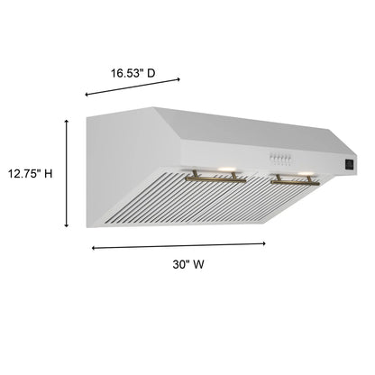 Forno Bari Espresso 30-Inch Under Cabinet Range Hood, White, 600 CFM, LED Lighting, Dishwasher-Safe Baffle Filters, 3-Speed Fan Control FORNO