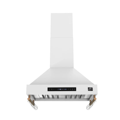 Forno Venezia 30 Inch Wall-Mounted Range Hood in White with Touch Controls and Baffle Filters FORNO