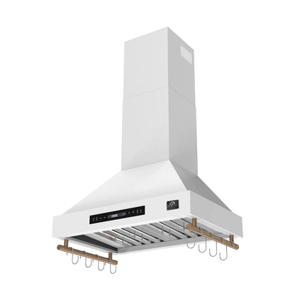 Forno Venezia 30 Inch Wall-Mounted Range Hood in White with Touch Controls and Baffle Filters FORNO