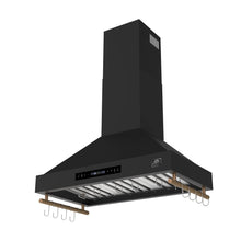 Forno Venezia 36 Inch Wall-Mounted Range Hood in Black with Touch Controls and Baffle Filters FORNO