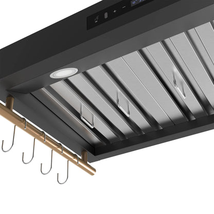 Forno Venezia 36 Inch Wall-Mounted Range Hood in Black with Touch Controls and Baffle Filters FORNO