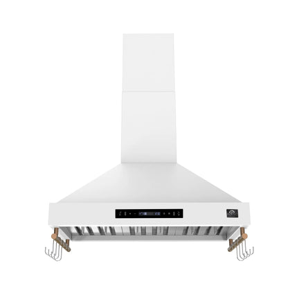 Forno Venezia 36 Inch Wall-Mounted Range Hood in White with Touch Controls and Baffle Filters FORNO