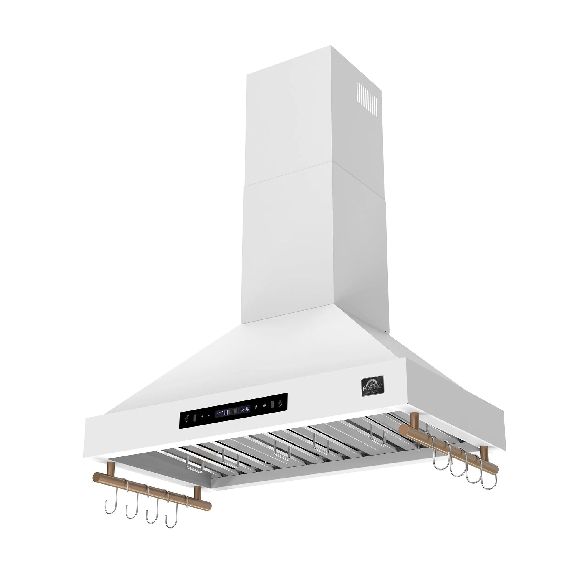 Forno Venezia 36 Inch Wall-Mounted Range Hood in White with Touch Controls and Baffle Filters FORNO