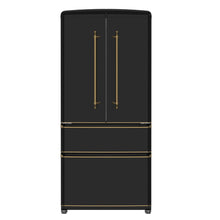 Forno Luigi 33-Inch French Door Refrigerator, 18 cu.ft, Black Finish, Antique Brass Handles, ENERGY STAR Certified FORNO