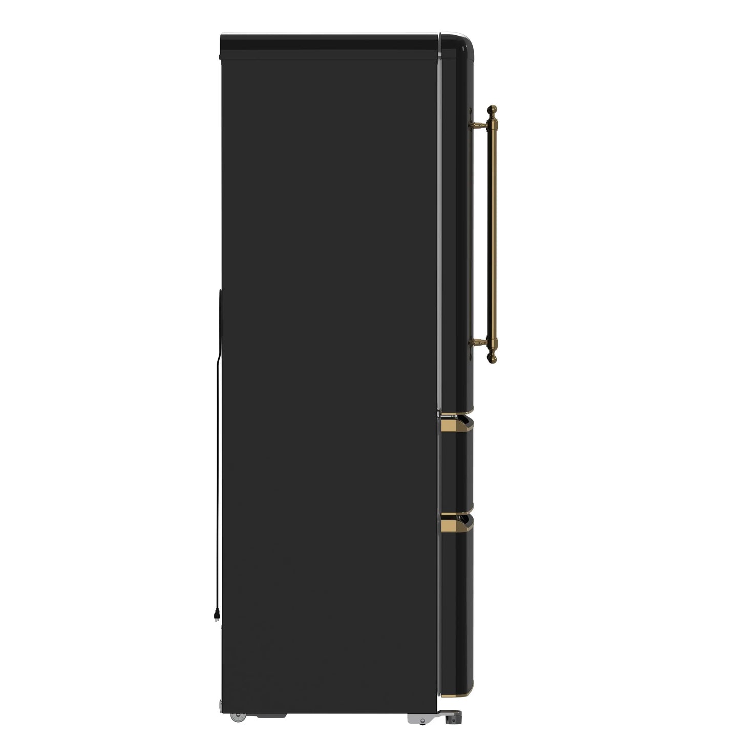 Forno Luigi 33-Inch French Door Refrigerator, 18 cu.ft, Black Finish, Antique Brass Handles, ENERGY STAR Certified FORNO
