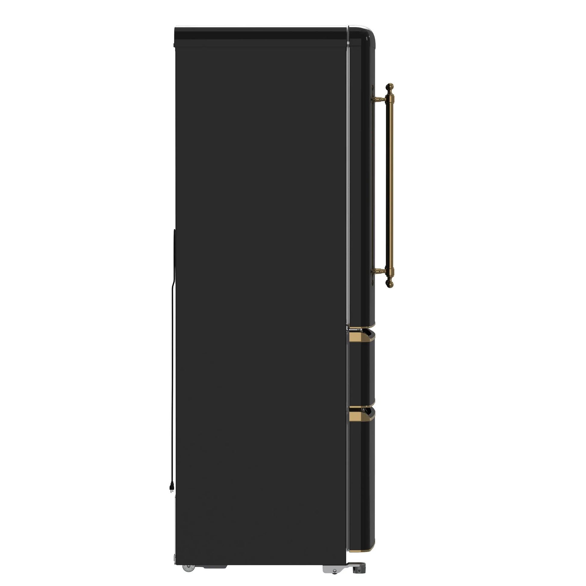 Forno Luigi 33-Inch French Door Refrigerator, 18 cu.ft, Black Finish, Antique Brass Handles, ENERGY STAR Certified FORNO