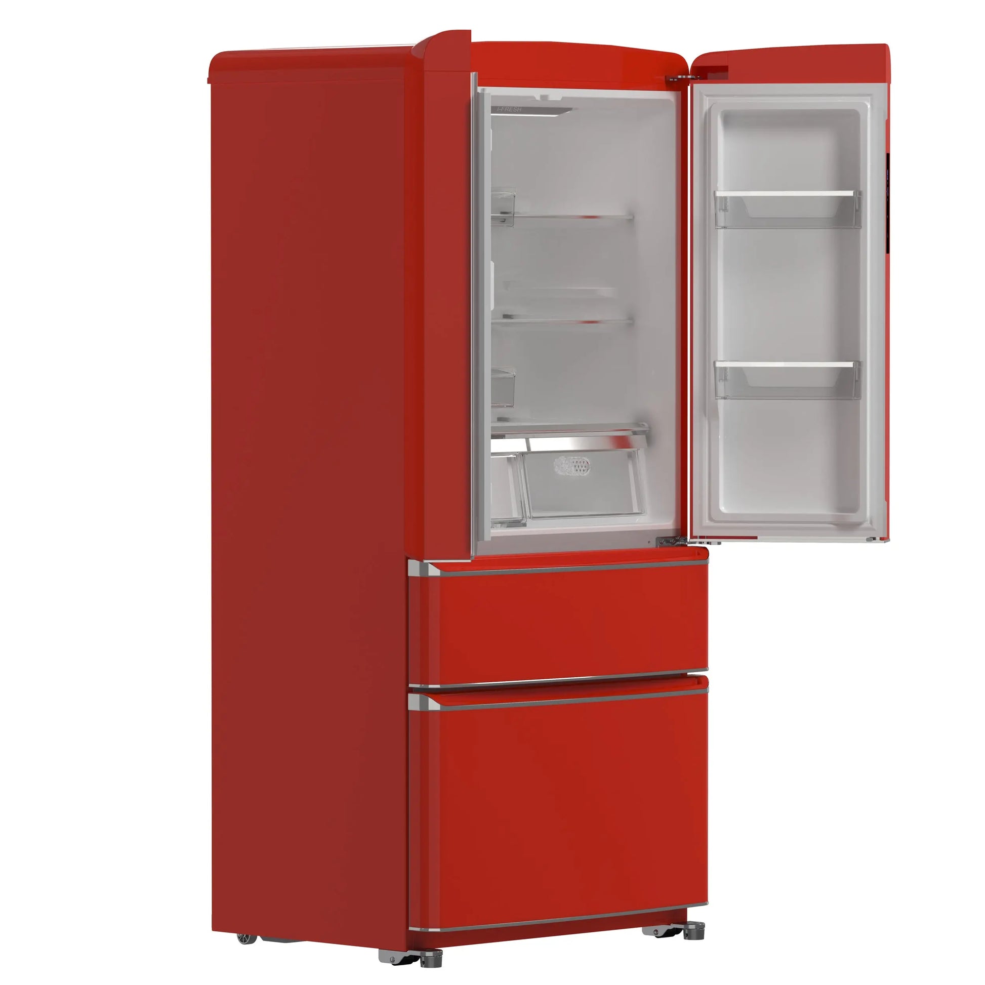 Forno Luigi 33-Inch French Door Refrigerator, 18 cu.ft, Red Finish, Handle-Free Design, ENERGY STAR Certified FORNO