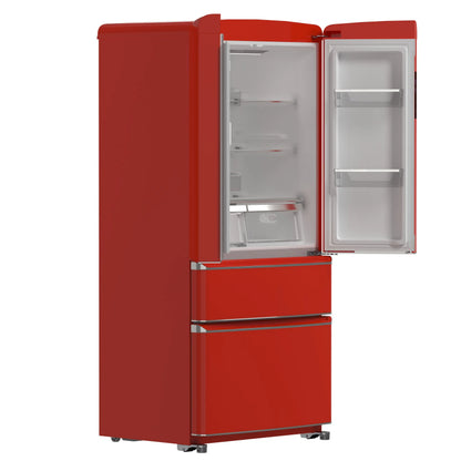 Forno Luigi 33-Inch French Door Refrigerator, 18 cu.ft, Red Finish, Handle-Free Design, ENERGY STAR Certified FORNO