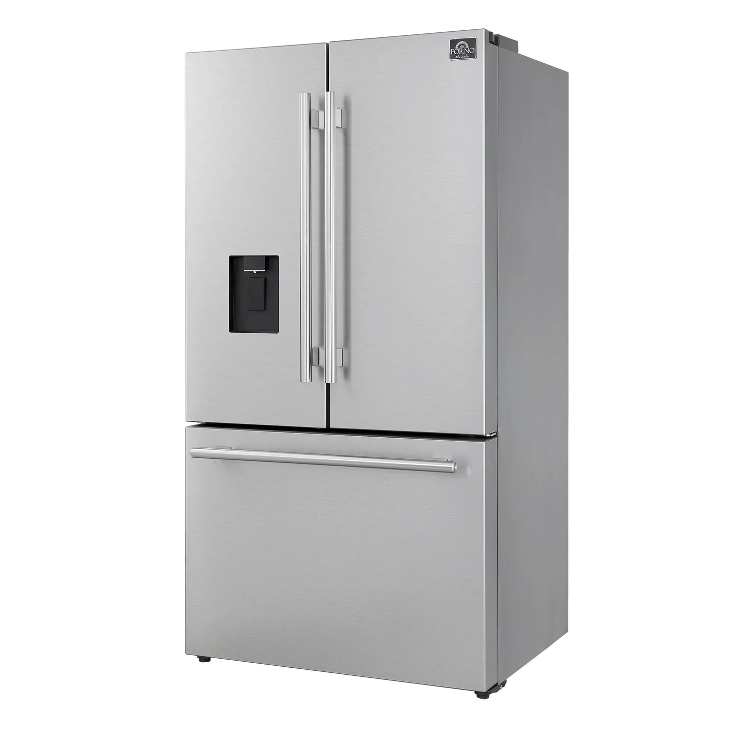 Forno Aosta 36-Inch French Door Refrigerator, Stainless Steel, 22.4 cu.ft, External Water Dispenser, Automatic Ice Maker, ENERGY STAR Certified FORNO