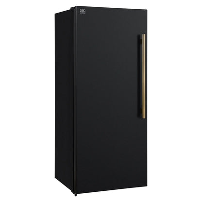 Forno Maderno 28-Inch Convertible Upright Freezer/Refrigerator in Black with Antique Brass Handle, 13.6 cu.ft., Left Swing FORNO