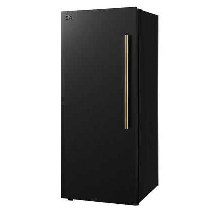 Forno Maderno 28-Inch Convertible Upright Freezer/Refrigerator in Black with Antique Brass Handle, 13.6 cu.ft., Left Swing FORNO