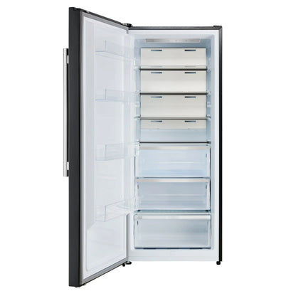 Forno Maderno 28-Inch Convertible Upright Freezer/Refrigerator in Black with Antique Brass Handle, 13.6 cu.ft., Left Swing FORNO