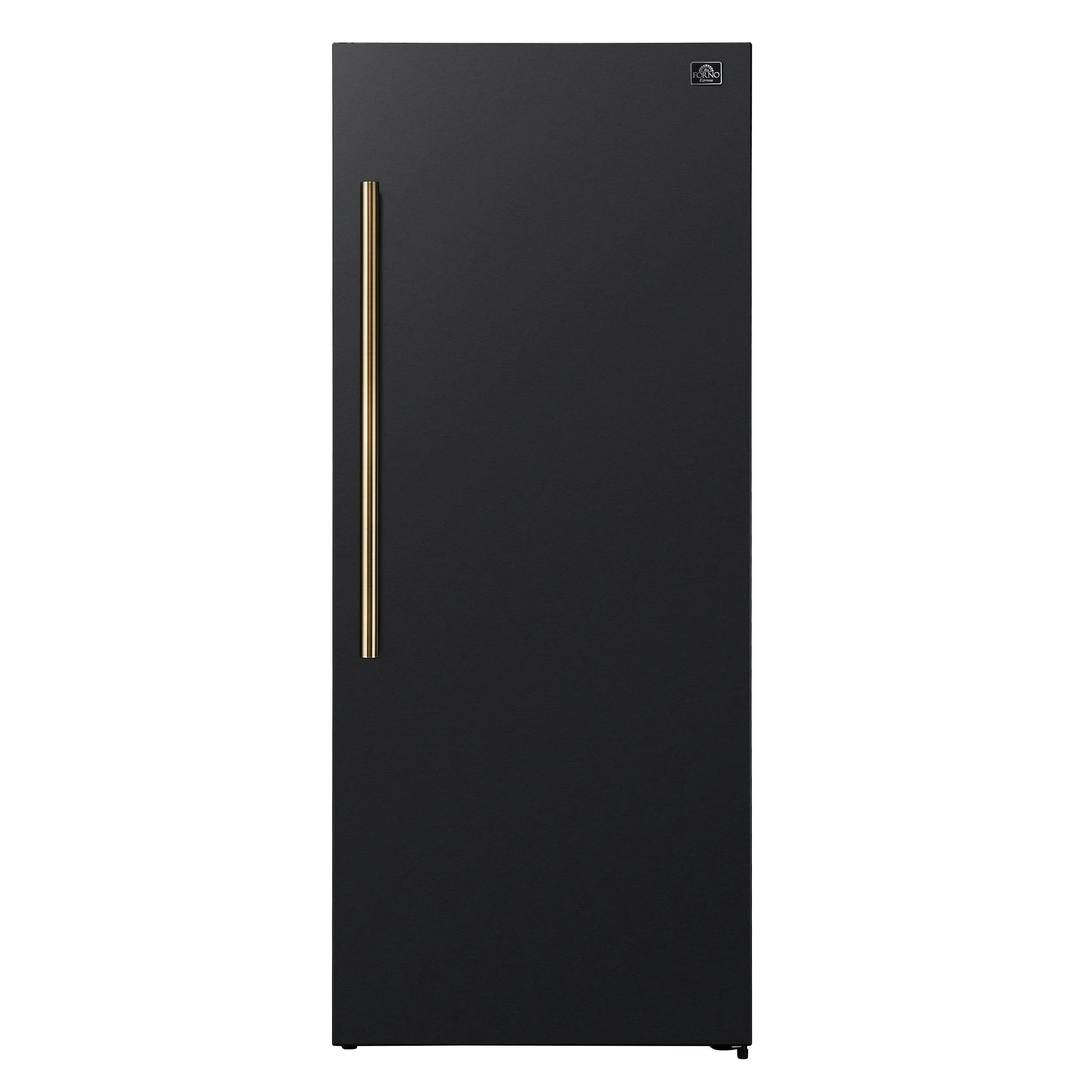 Forno Maderno 28-Inch Convertible Freezer/Refrigerator in Black with Antique Brass Handle, 13.6 cu.ft. Right Swing FORNO
