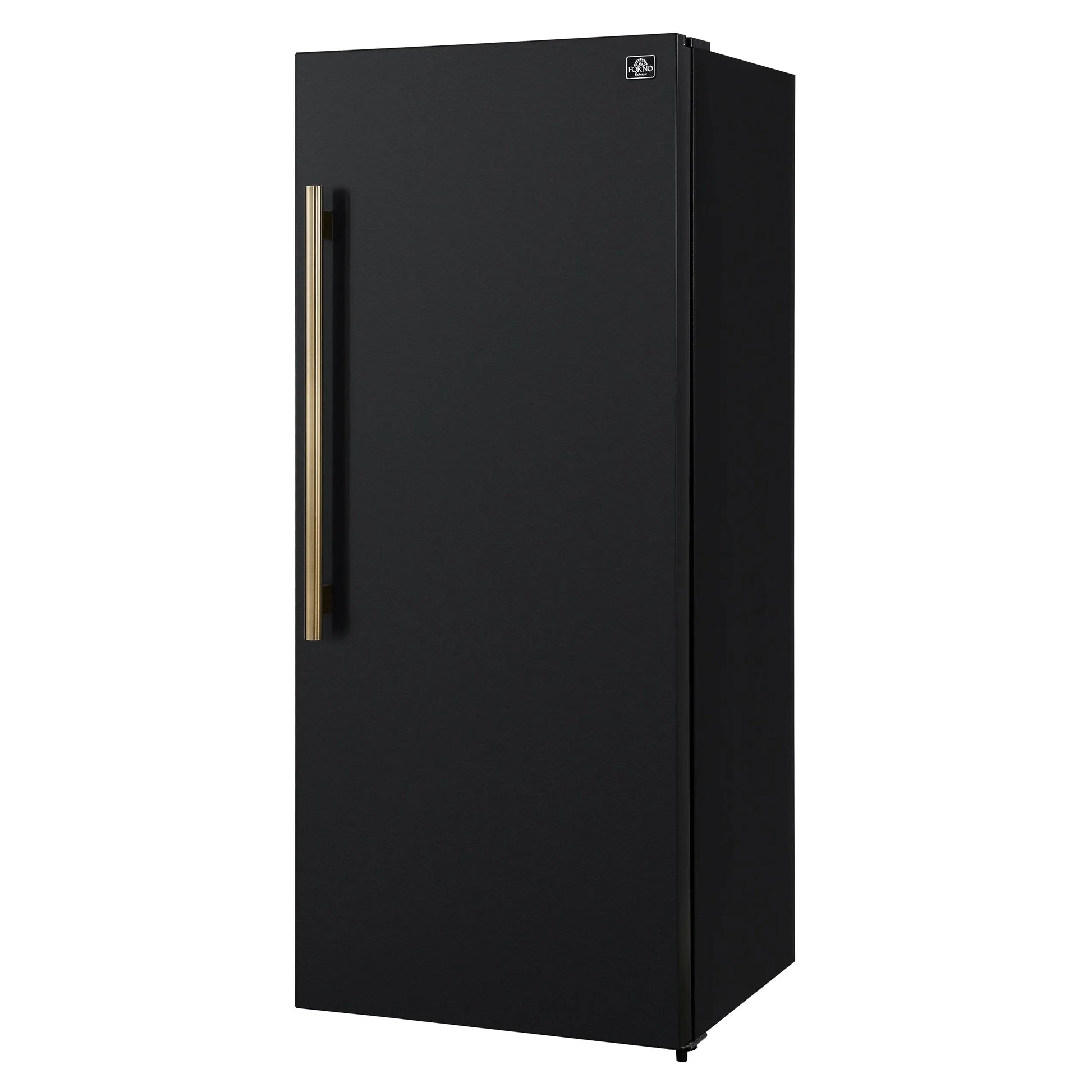 Forno Maderno 28-Inch Convertible Freezer/Refrigerator in Black with Antique Brass Handle, 13.6 cu.ft. Right Swing FORNO