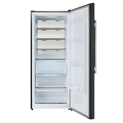 Forno Maderno 28-Inch Convertible Freezer/Refrigerator in Black with Antique Brass Handle, 13.6 cu.ft. Right Swing FORNO
