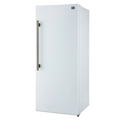 Forno Maderno 28-Inch Convertible Freezer/Refrigerator in White with Antique Brass Handle, 13.6 cu.ft. Right Swing FORNO
