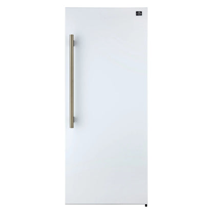 Forno Maderno 28-Inch Convertible Freezer/Refrigerator in White with Antique Brass Handle, 13.6 cu.ft. Right Swing FORNO