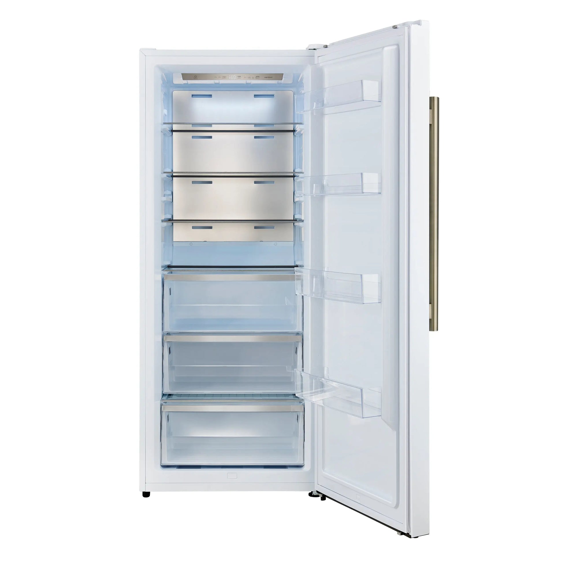 Forno Maderno 28-Inch Convertible Freezer/Refrigerator in White with Antique Brass Handle, 13.6 cu.ft. Right Swing FORNO