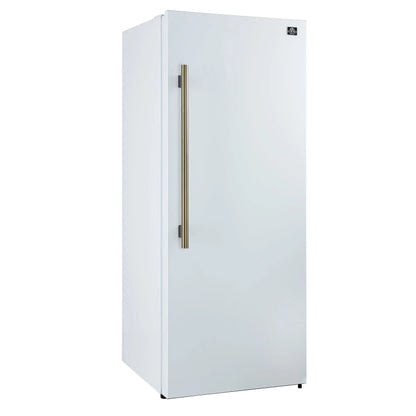 Forno Maderno 28-Inch Convertible Freezer/Refrigerator in White with Antique Brass Handle, 13.6 cu.ft. Right Swing FORNO