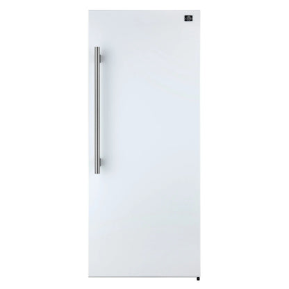 Forno Maderno 28-Inch Convertible Freezer/Refrigerator in White with Antique Brass Handle, 13.6 cu.ft. Right Swing FORNO