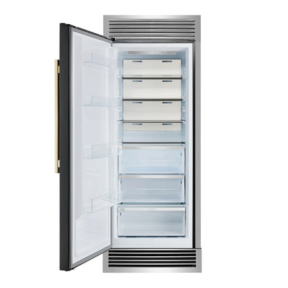 Forno Maderno 28" Built-In Convertible Refrigerator in Black, 13.6 cu.ft. Left Swing with Decorative Grill - 32" Wide FORNO