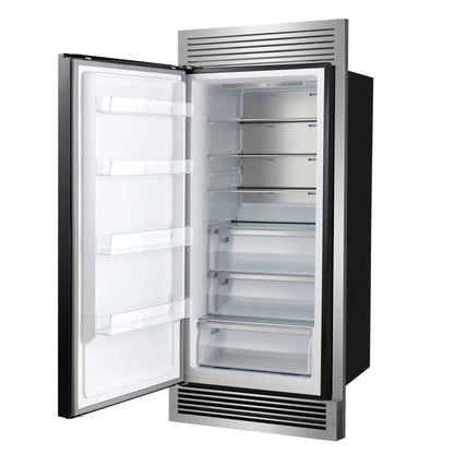Forno Maderno 28" Built-In Convertible Refrigerator in Black, 13.6 cu.ft. Left Swing with Decorative Grill - 32" Wide FORNO